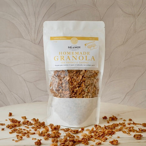 Homemade GRANOLA with Tahini and Peanuts